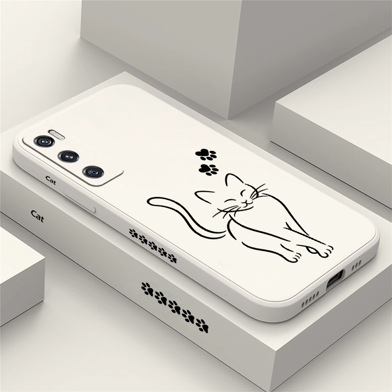 Vivo V40 - Niedliche Katzen-Handyhülle in Schwarz für Vivo