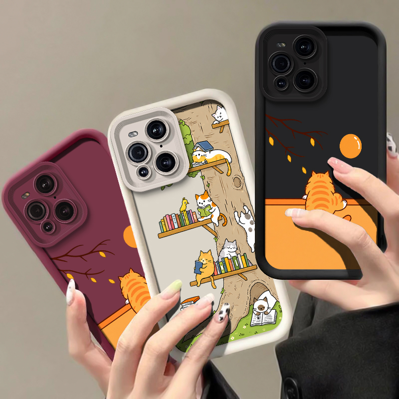 Oppo Find X8 - Cartoon-Tier-Katzen-Handyhülle für OPPO Find X9 X8