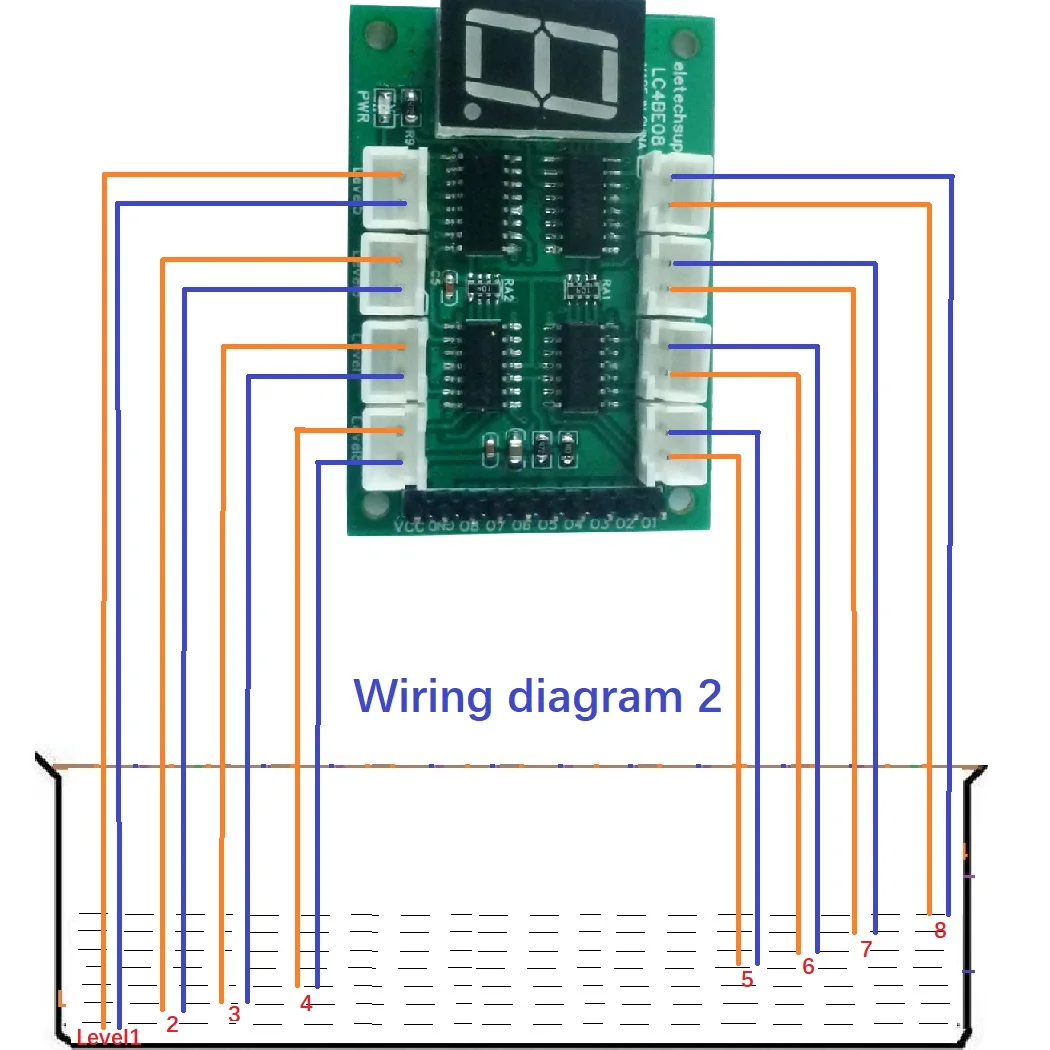 Hydration Sensor Skin - 8-Kanal Wasserstands-Digitalröhren-Display-Board-Controller Flüssigkeitssensor-Modul für Arduino, UNO,